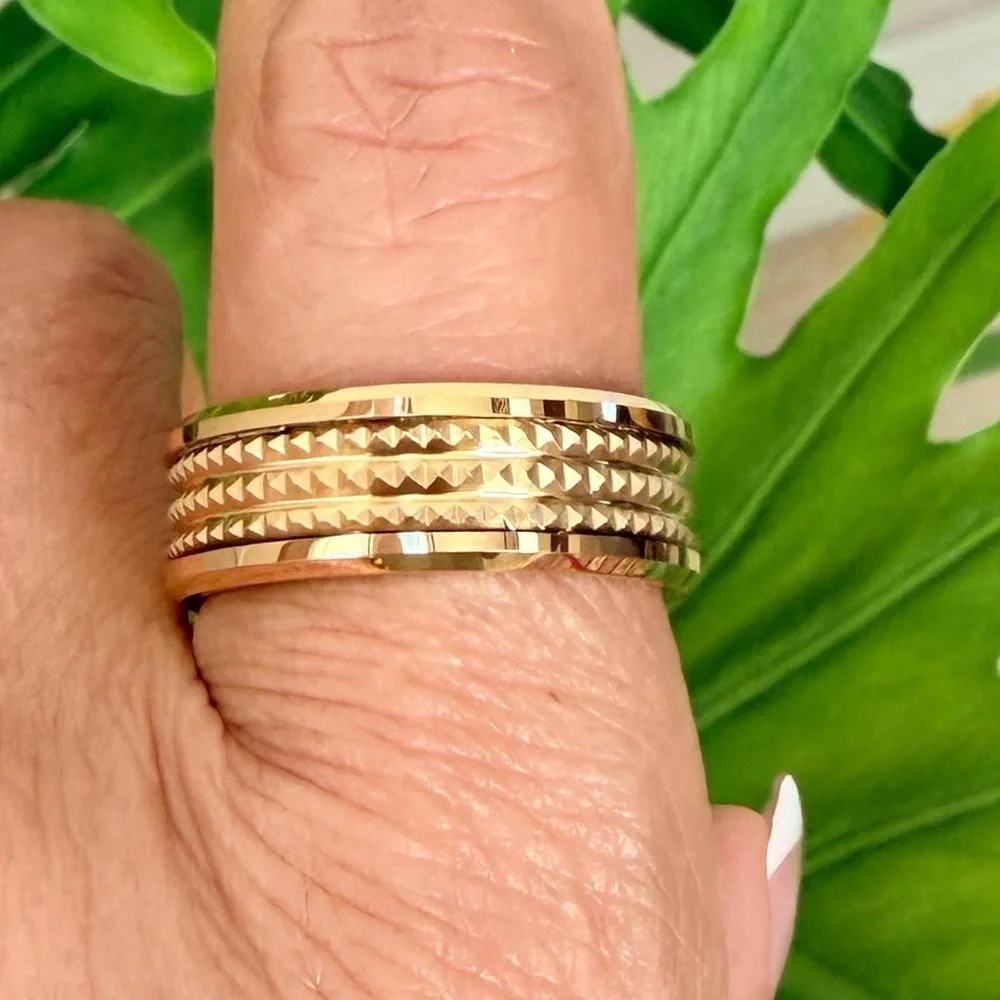 8mm Yellow Gold plated Jagged Center Wedding Band